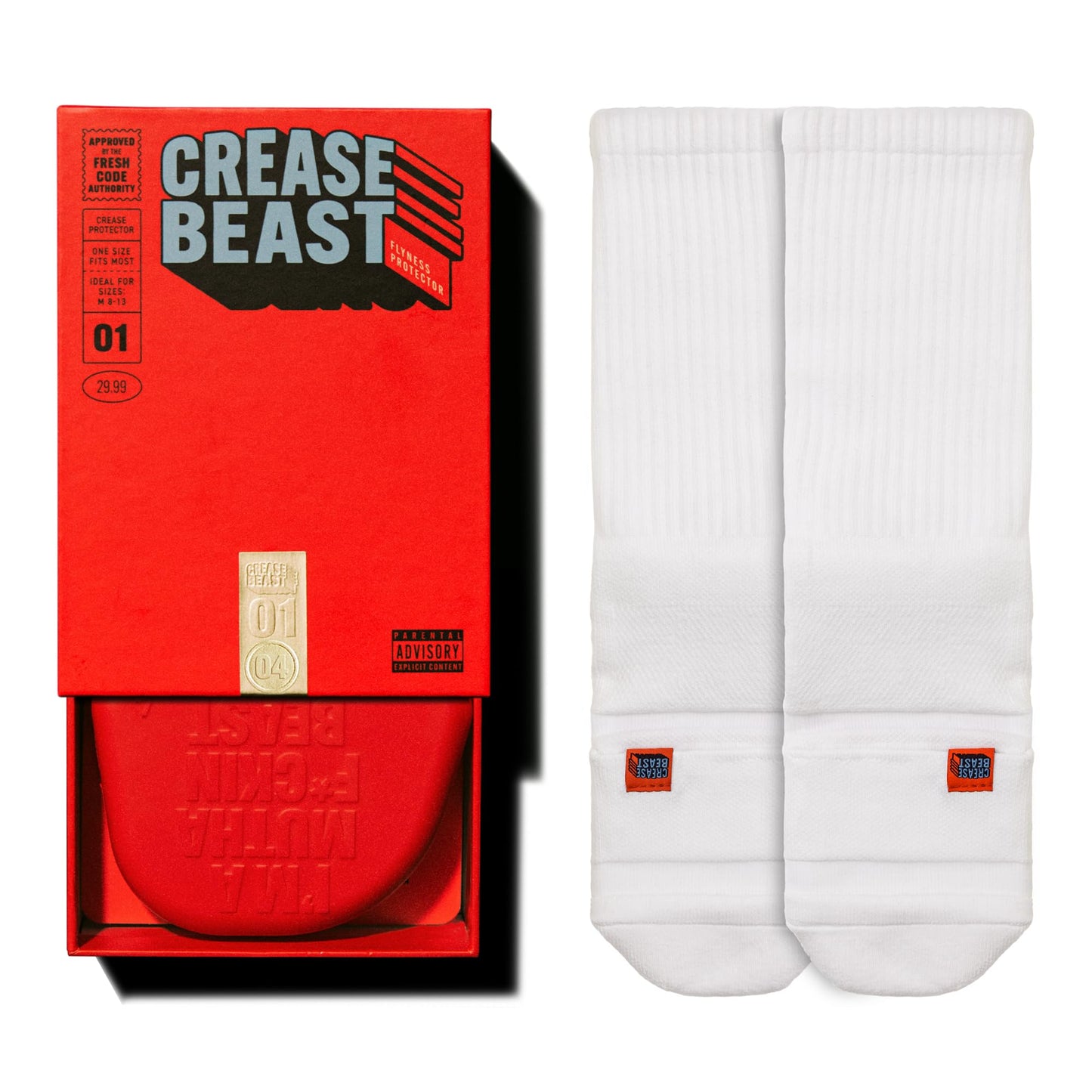 Crease Beast The Standard + White Pocket Socks Bundle – Memory Foam Crease Protector, Stops Creases in Most Shoes, Comfortable, Cushioned Heel