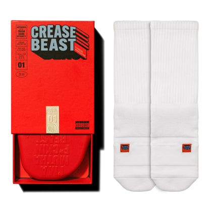 Crease Beast The Standard + White Pocket Socks Bundle – Memory Foam Crease Protector, Stops Creases in Most Shoes, Comfortable, Cushioned Heel