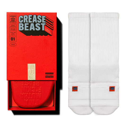 Crease Beast The Standard + White Pocket Socks Bundle – Memory Foam Crease Protector, Stops Creases in Most Shoes, Comfortable, Cushioned Heel