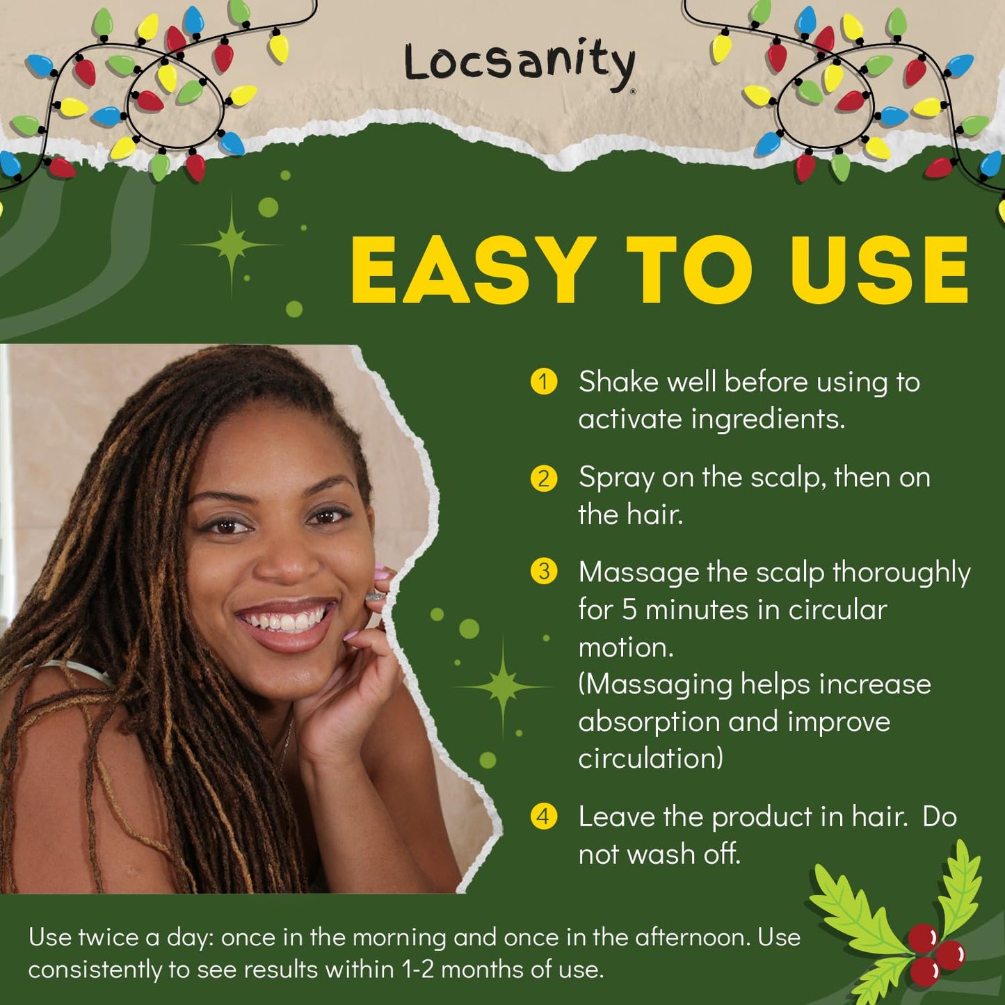 Locsanity Hibiscus Green Tea Hair Growth Spray for Dreadlocks and Loose Hairstyles Hair Care Treatment – Trial Size Loc Moisturizer for Thicker, Fuller, Longer Hair (4oz)