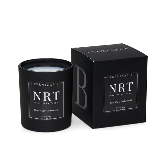 TERMINAL B Luxury Scented Candle, NRT - Tokyo: Black Fig & Cedarwood, Travel Inspired Airport Coded Candle, 10.58 oz, 60 Hour Burn Time, Made in Los Angeles