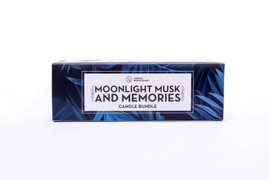 FRÈRES BRANCHIAUX Moonlight Musk and Memories 4 oz Scented Soy Single Wick Candle Bundle with Burn Time of 10 Hours each