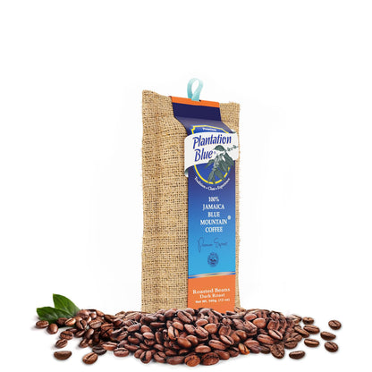 Plantation Blue 100% Jamaica Blue Mountain Coffee Dark Roasted (12oz Whole Beans & 12oz Ground)