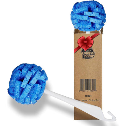 COMPAC HOME Dish Wand China Durable Foam Sponge Petals Brush and Clean Dishes, Pots, Bottles, & Glassware, 2 Count