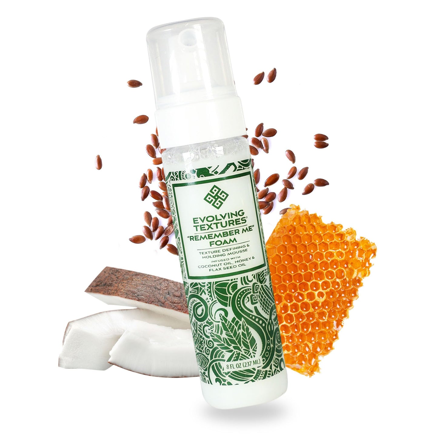 Evolving Textures Remember Me Styling Foam and Holding Mousse for Curly Hair, Curl Leave In with Coconut Oil & Aloe Vera, Go Big & Bold with Moisturizing and Curl Defining Hair Mousse 8 fl. oz.