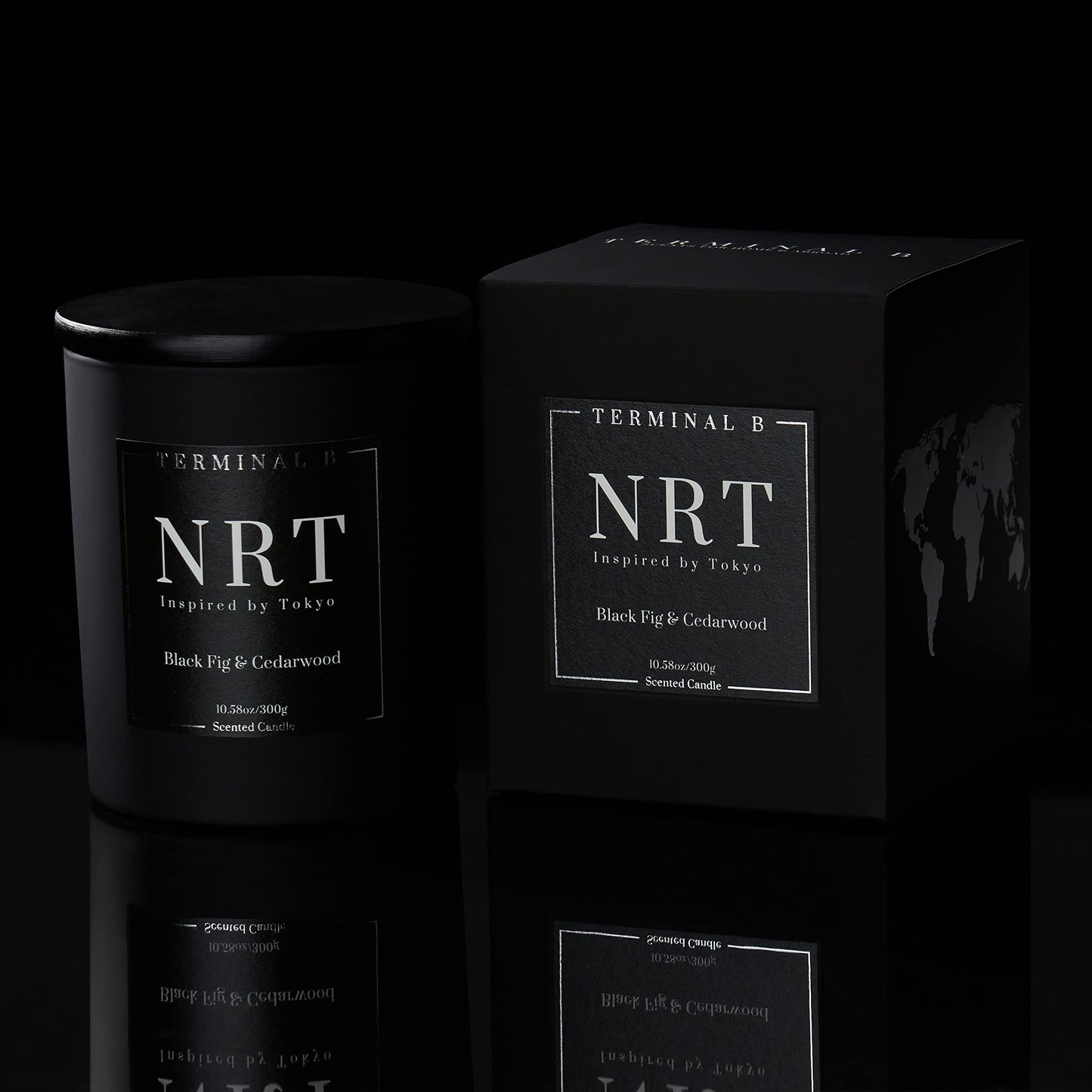 TERMINAL B Luxury Scented Candle, NRT - Tokyo: Black Fig & Cedarwood, Travel Inspired Airport Coded Candle, 10.58 oz, 60 Hour Burn Time, Made in Los Angeles