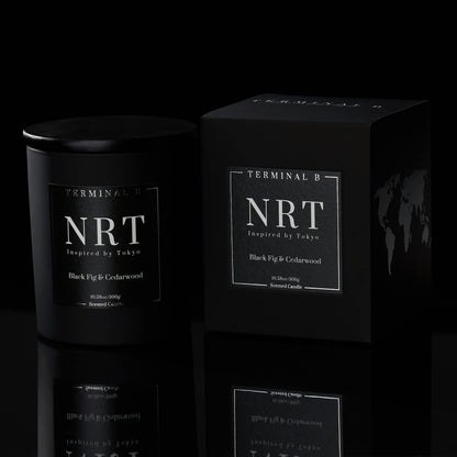 TERMINAL B Luxury Scented Candle, NRT - Tokyo: Black Fig & Cedarwood, Travel Inspired Airport Coded Candle, 10.58 oz, 60 Hour Burn Time, Made in Los Angeles