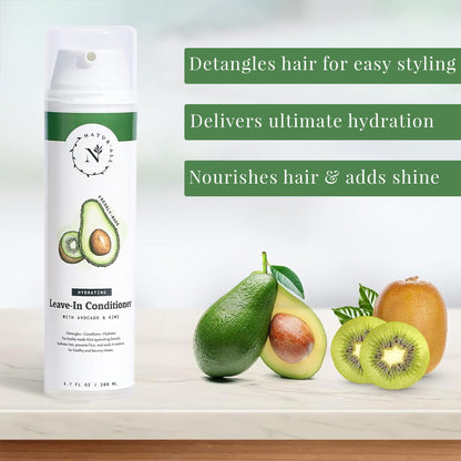 NaturAll Hydrating Avocado Leave-In Conditioner for Dry, Curly, Coily, Natural Hair - 100% Natural, Silicone-Free, Cruelty-Free (6.7 oz)