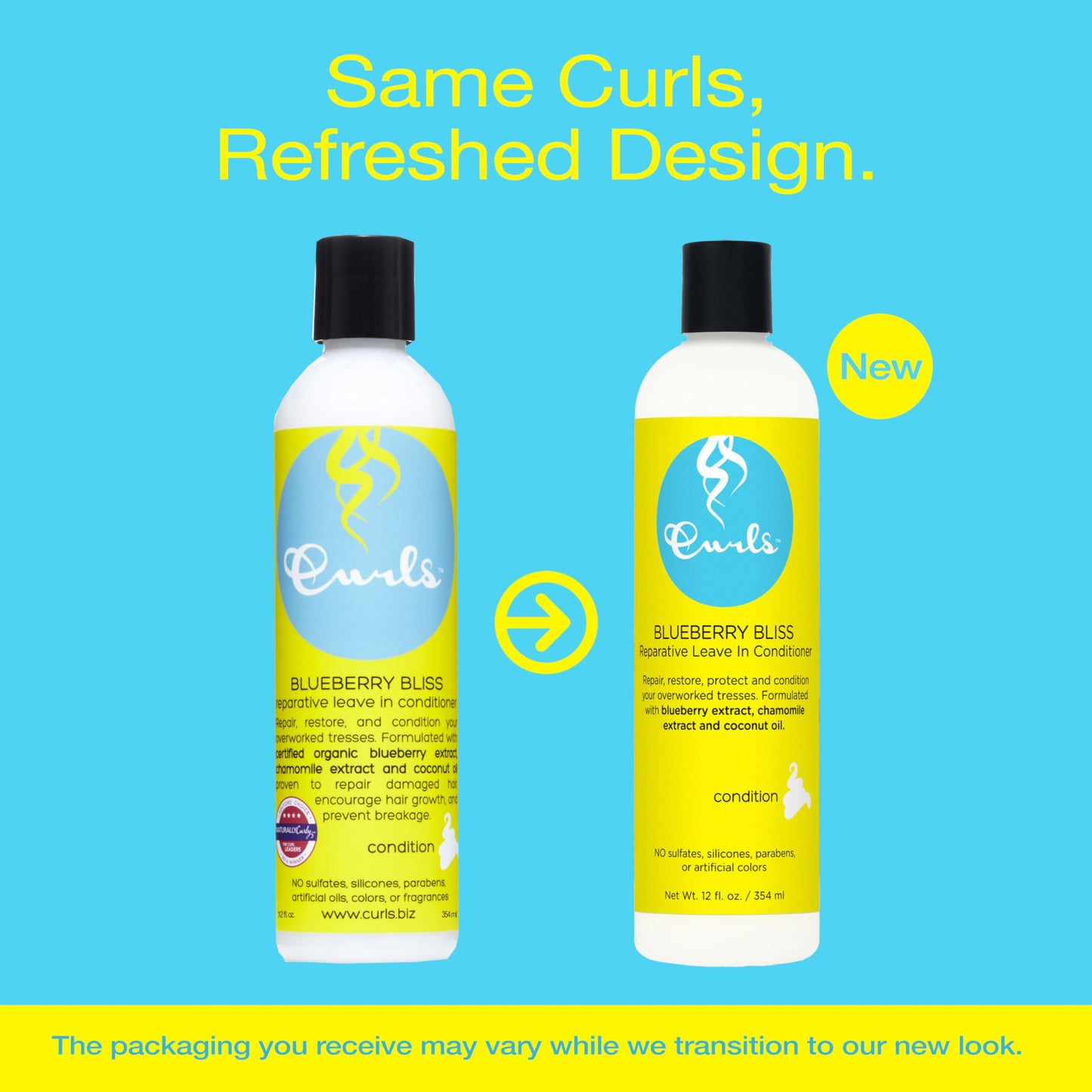 Curls Blueberry Bliss Reparative Leave In Conditioner - 8 oz, Helps Repair Damage and Prevent Breakage, Conditioner for Curly Hair, Wavy, and Coily Hair Types