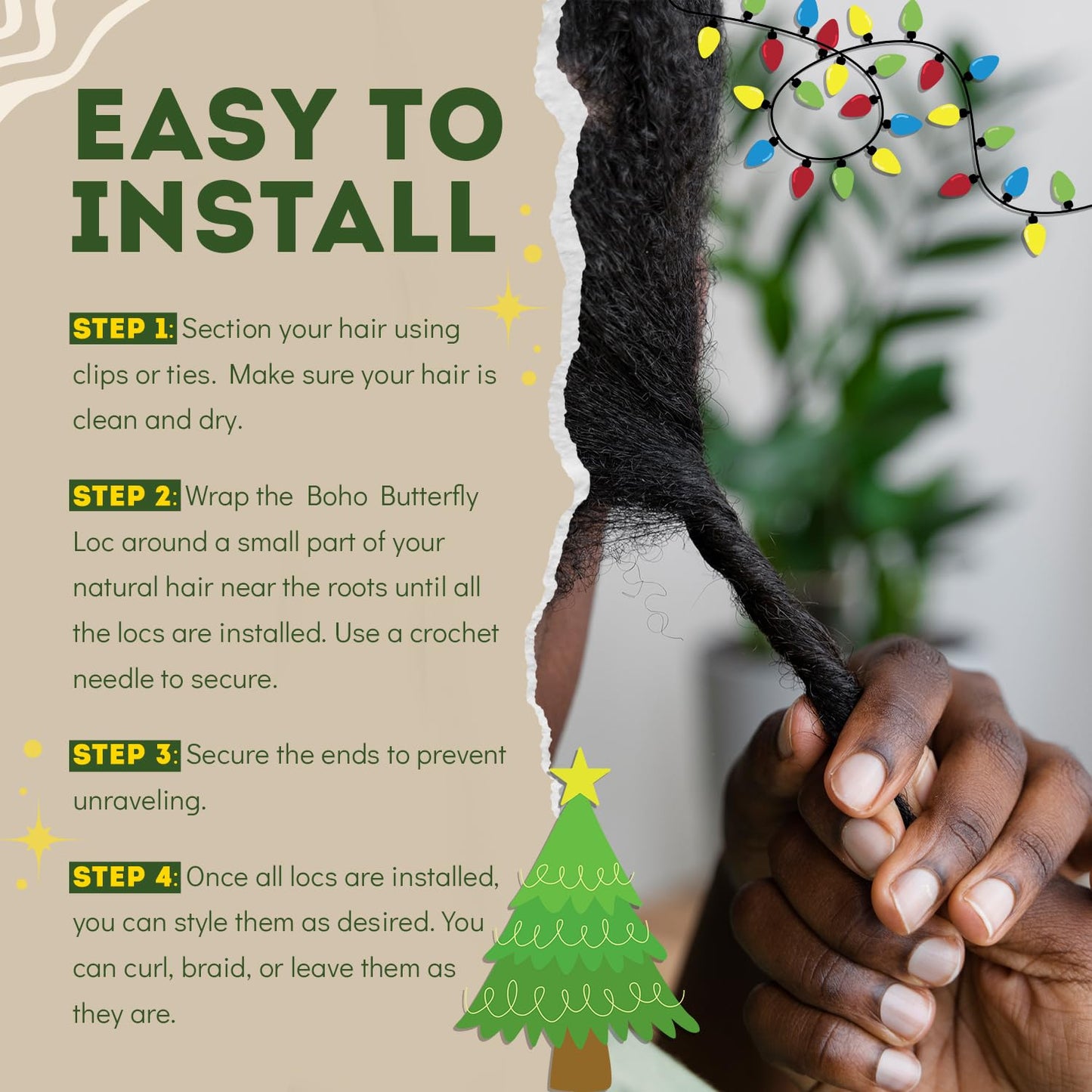 Locsanity Butterfly Loc Extensions – Authentic Human Crochet Hair for Effortless Bohemian Look – Customizable Distressed Loc Extensions