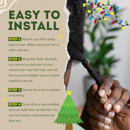 Locsanity Butterfly Loc Extensions – Authentic Human Crochet Hair for Effortless Bohemian Look – Customizable Distressed Loc Extensions