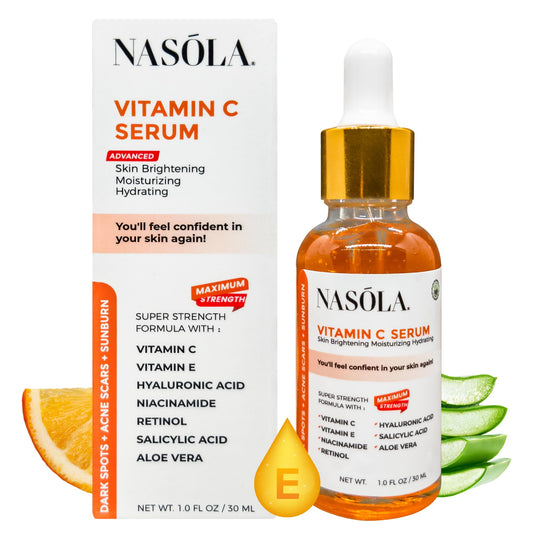 Nasola Vitamin C Serum for Skin Clarifying, Complexion Revitalization, Hydrating, Age Defying with Retinol, Salicylic, Hyaluronic Acid, Niacinamide & Aloe Vera