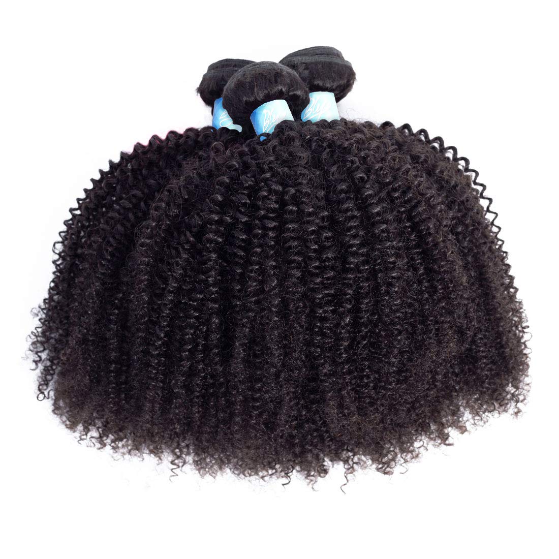 BLY 7A Mongolian Afro Kinky Curly Boho Human Braiding Hair - 3 Bundles, 18/20/22 Inch Unprocessed Weft Big Hair for African American Women - Natural Color
