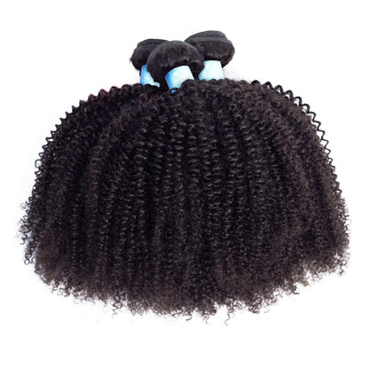 BLY 7A Mongolian Afro Kinky Curly Boho Human Braiding Hair - 3 Bundles, 18/20/22 Inch Unprocessed Weft Big Hair for African American Women - Natural Color