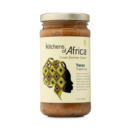 of Africa Yassa Traditional Onion Sauce (12 oz Jar) African Simmer Sauce with Caramelized Onions, Dijon Mustard, Roasted Poblanos and Lime Juice – Vegan & Gluten Free – Cooking Sauce with Bold Flavors