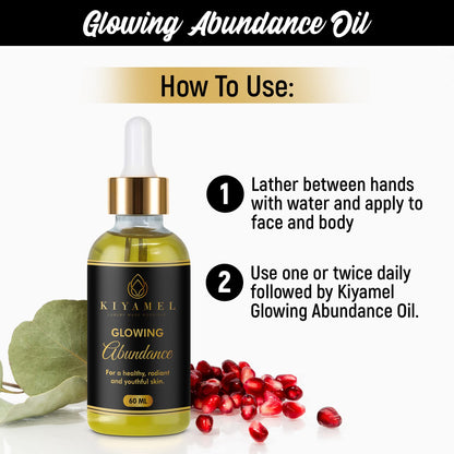 KIYAMEL Glowing Abundance Oil for Eczema Relief, Face and Skin Moisturizing Anti-Wrinkle Treatment for Dryness and Itchiness, Hydrates and Protects, Rich in Vitamin E