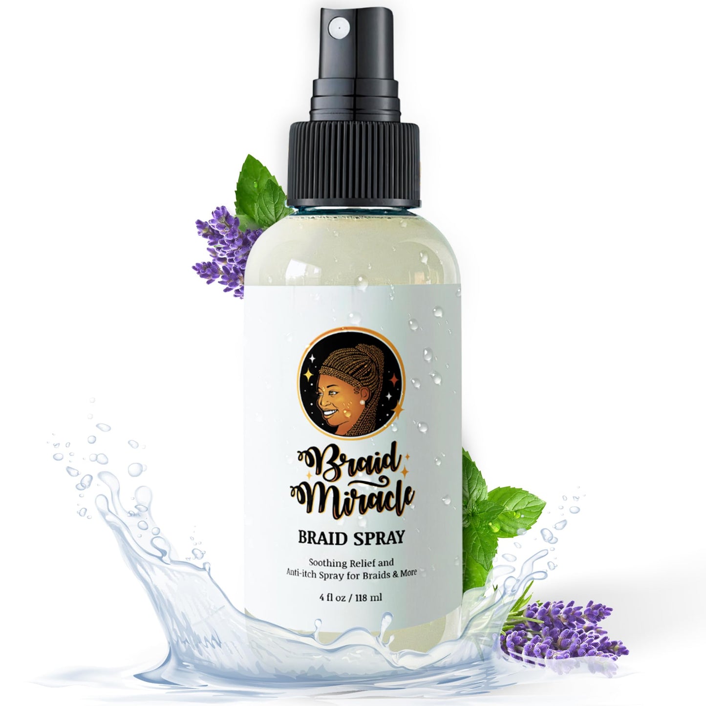 Braid Miracle Magic Soothing Spray - Moisturizing for Braids, Locs, Twists, Cornrows, and Crochet, With Banana Juice, Organic Essential Oils, and Refreshing Mint Scent, 4 oz