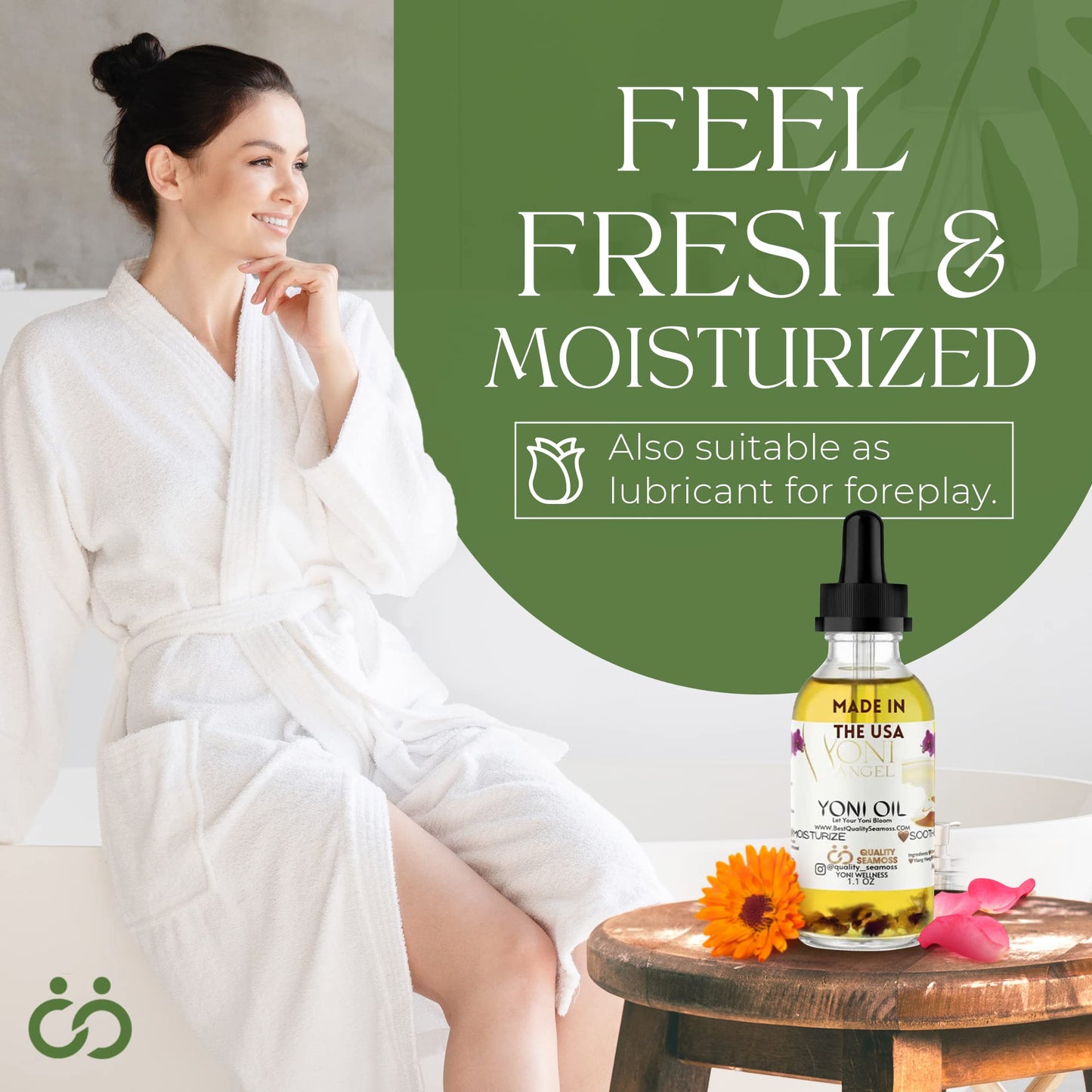 USA Made Yoni Oil, Restores pH Balance, Relieves Drynesss Mint Fresh Feminine Care Oil, Reduces Odor, All Natural, Herbal Yoni Blend Tea Tree, Mint, Lemongrass, Jasmine & Chamomile