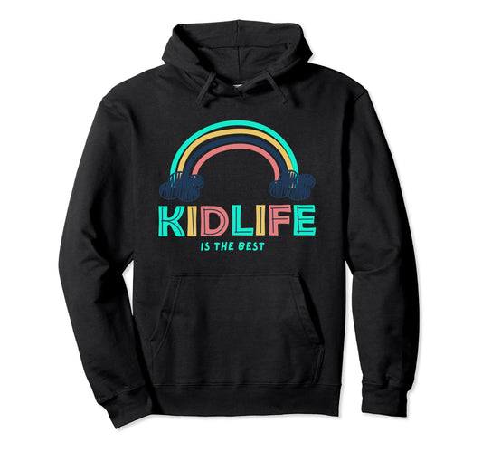 Kidlife is the Best with colorful Rainbow Pullover Hoodie