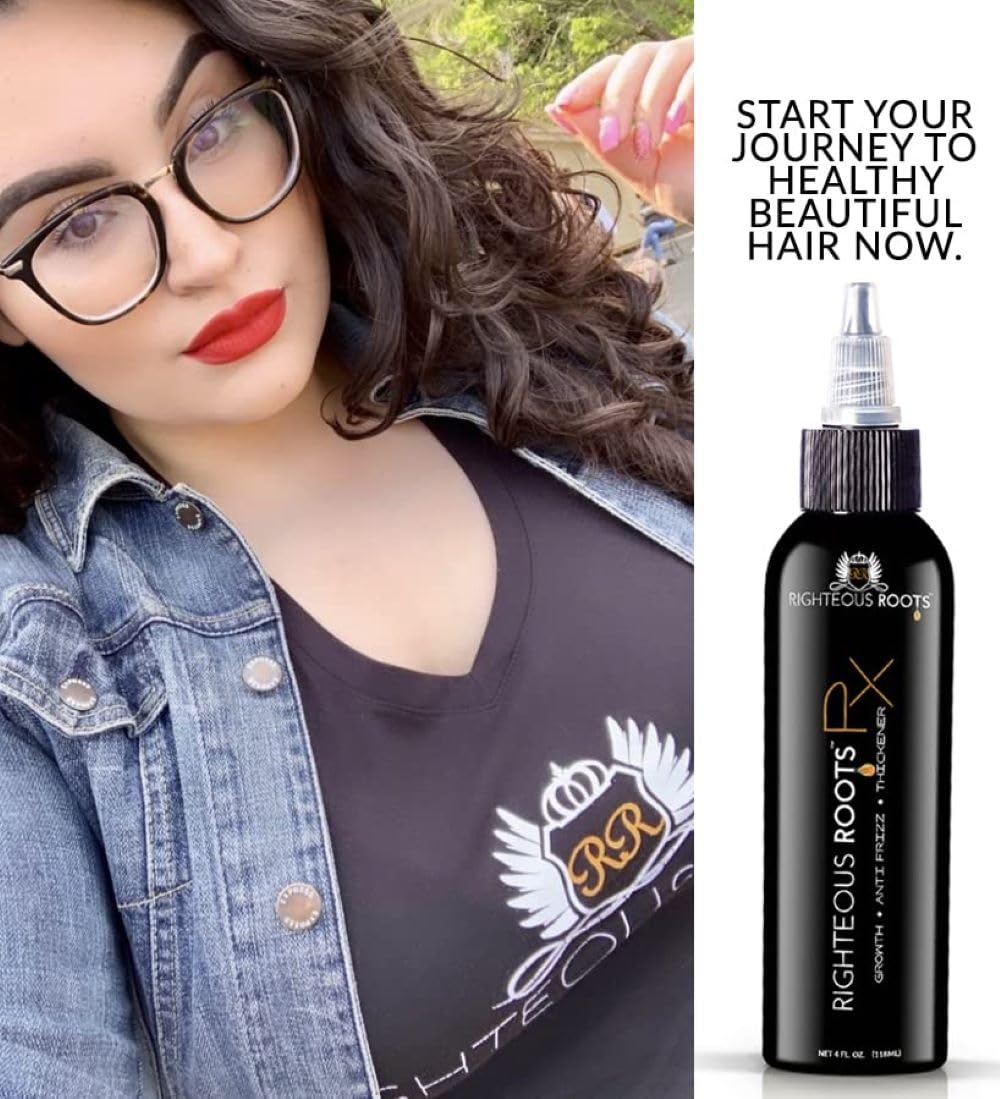 Righteous Roots Rx Hair Oil for Hair Growth, Anti Frizz and Thickener Best for Curly, Wavy Natural Hair and Beards. 4fl oz (Previously known as Hair RX)