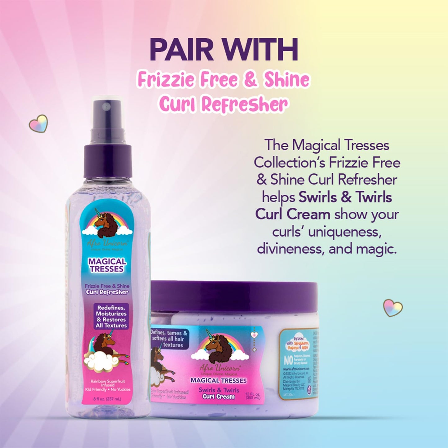 MAGICAL TRESSES’ by Afro Unicorn - Swirls & Twirls Curl Cream - Defining Hair Care for All Curl Textures, 12 fl oz