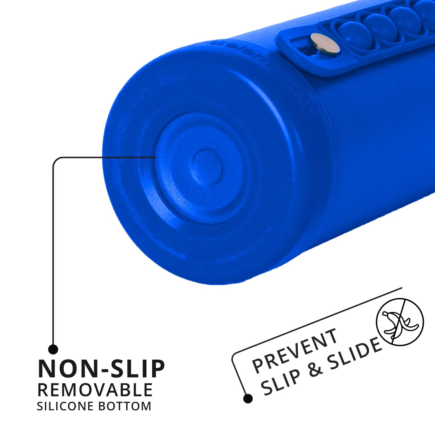 Elemental Iconic Kids Water Bottle with Straw Lid & Stress Reliever Pop It Handle, Leak-Proof When Closed, Triple Insulated Stainless Steel Reusable Thermos Water Bottle, 14oz - Royal Blue