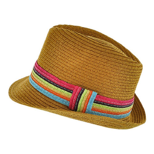2Chique Boutique Women's Trendy Multi Color and Camel Fedora
