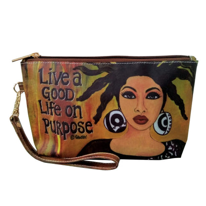 Shades of Color Cosmetic Pouch, Live a Good Life on Purpose, 9 x 5 inches (CP105)