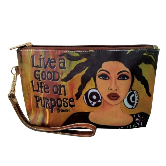 Shades of Color Cosmetic Pouch, Live a Good Life on Purpose, 9 x 5 inches (CP105)