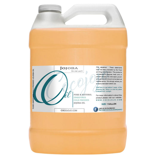 Dr Joe Lab Jojoba Oil Natural, Cold Pressed, Unrefined Extra Virgin, Pure - Moisturizes, Soothes, Hydrates, & Nourishes - for Hair Skin Body Nail and Beard - 1 Gallon (128 Ounces)