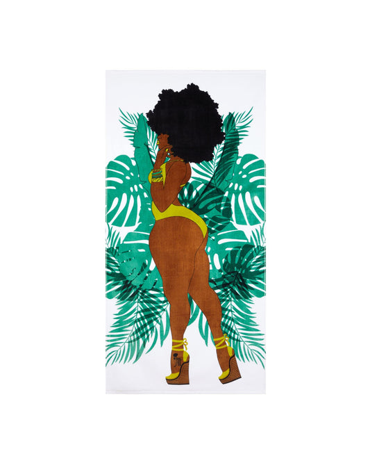 Pardon My Fro June Beach Towel - Summer Cotton Beach Towel - Colorful Travel Towel for Outdoor Pool, Beach, Ocean - Oversized Beach Towels for Men & Women - Lightweight Swim Towel, White 30in x 60in