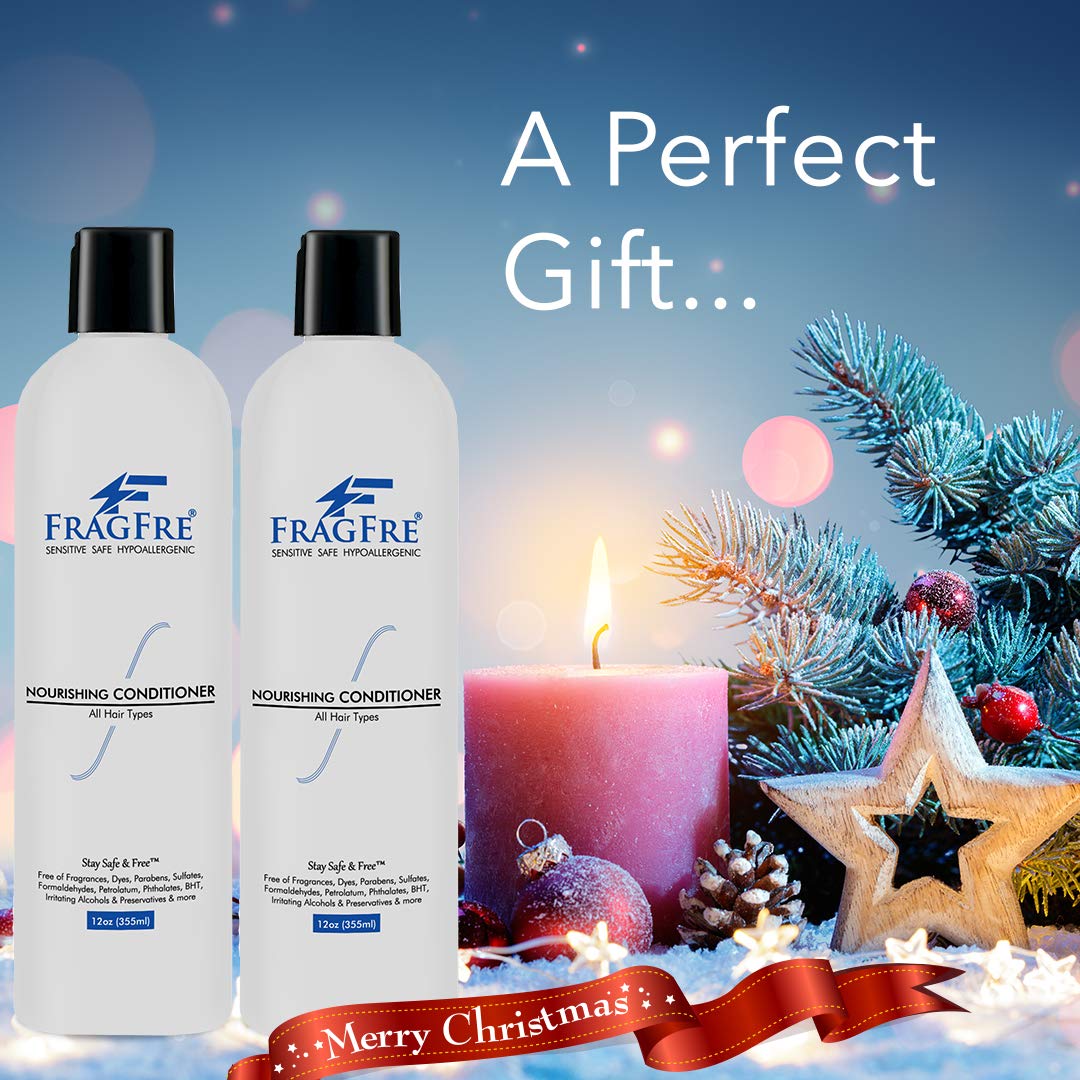 FRAGFRE Fragrance Free Conditioner 12 oz (3-Pack Gift Set) - Parabens Free Hypoallergenic - Hair Conditioner for Sensitive Skin - Deep Conditioning for Normal Treated and Fragile Hairs - Vegan GF/CF