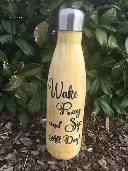 Shades of Color Stainless Steel Bottle, Wake Pray and Sip All Day, 10 x 10.5 inches (SSB150), Multicolor, 17 fl oz