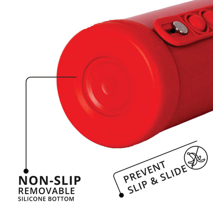 Elemental Iconic Kids Insulated Water Bottle with Straw Lid & Stress Reliever Pop-It Handle, Leak-Proof When Closed Water Bottle Kids - Stainless Steel Water Bottle For Kids, 14oz - Red