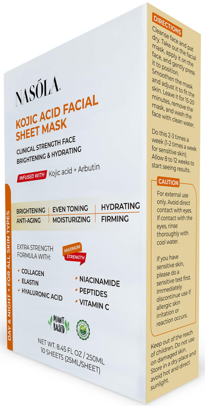 Nasola - Anti-Aging, Brightening, Hydrating, Moisturizing Skin Treatment Mask, 10pcs