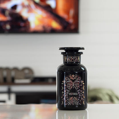 Artanis Home Custom Ultraviolet Glass Apothecary Jar, Gift for Tea Lovers, Airtight Glass Storage for Tea, Herbs, and Spices, with Lid, Custom Gift Box, and Spoon for Home Apothecary, 250 ml