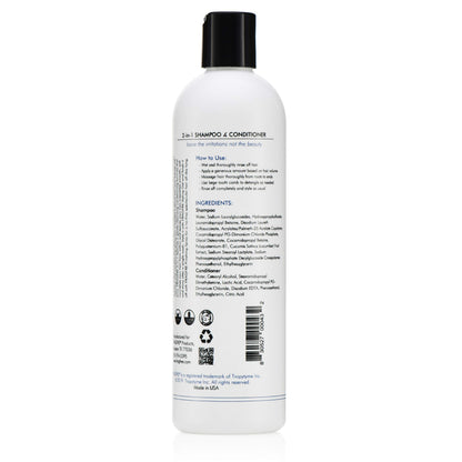 FRAGFRE 2 in 1 Shampoo and Conditioner 12 oz - Fragrance Free Conditioning Shampoo for Short to Medium Hairs - Color Safe Wash and Go - Sulfate Free Cleansing Conditioner for Sensitive Scalps (1 Pack)