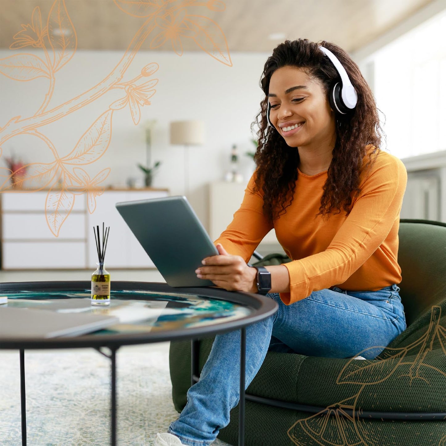 Ella & Iris Home Reed Diffuser Oil with Clean House Scent - Relaxing Citrus Oil Diffuser for Home & Room Fragrance - Aromatherapy Benefits & Non-Toxic - Home & Office Decor Gift (6oz)