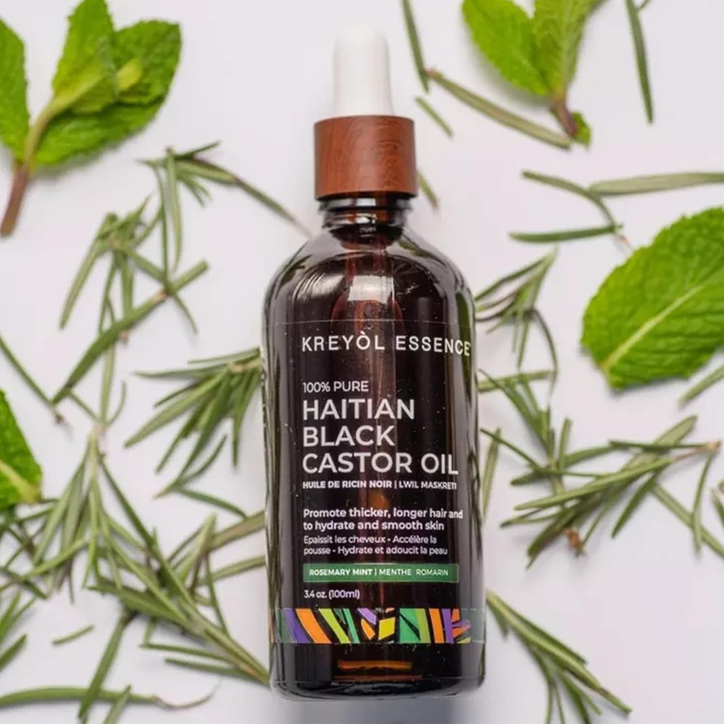 Kreyol Essence - Haitian Black Castor Oil for Skin and Hair, Glass Bottle - Cold Pressed Castor Oil, Fuller-Looking Hair, Hexane Free, Natural Humectant