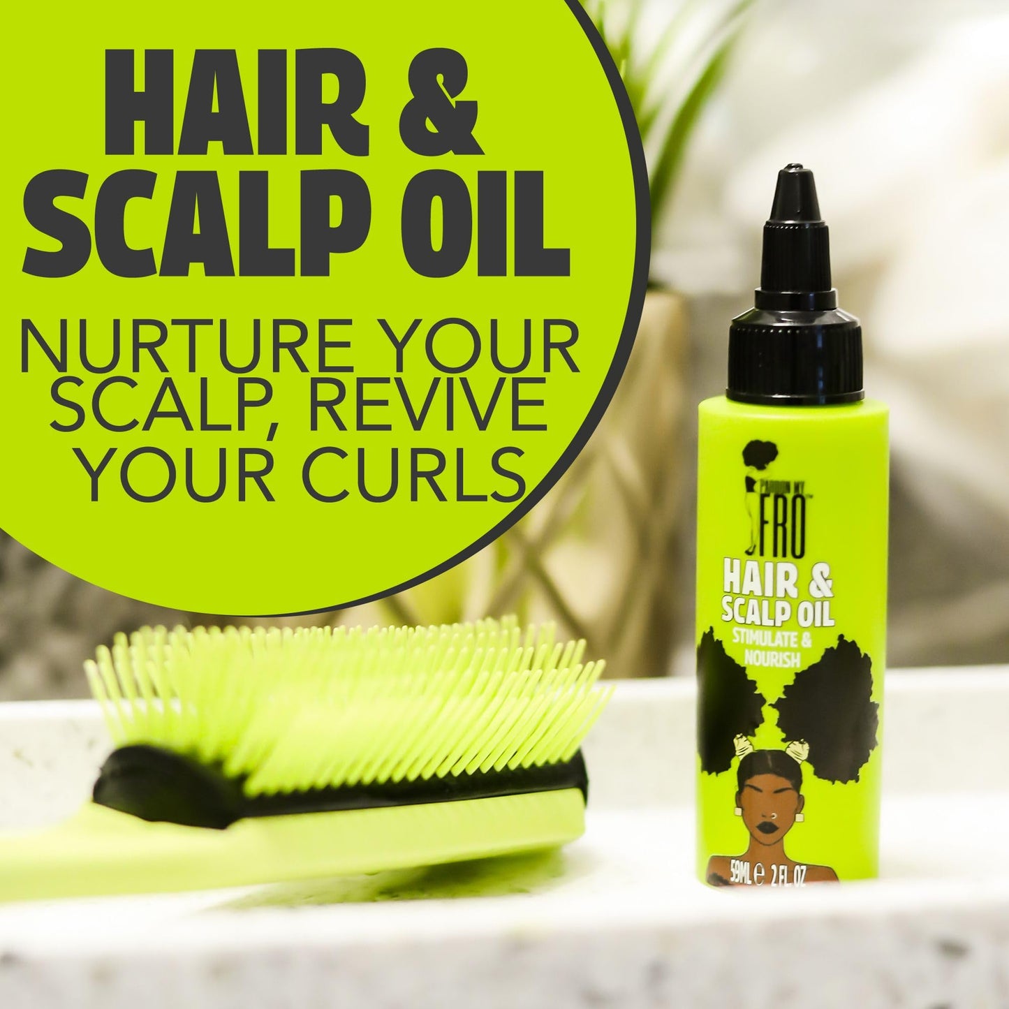 Pardon My Fro Hair & Scalp Oil - Revitalizes and Hydrates Hair - Curls, Braids, Twists - 2 fl oz