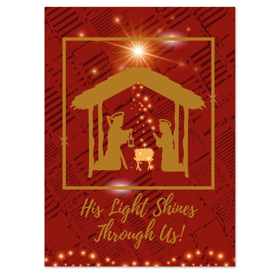 Shades of Color His Light Shines Through Us African American Christmas Cards 5 x 6.75 inches, 15 Cards and Envelopes (X23-174)