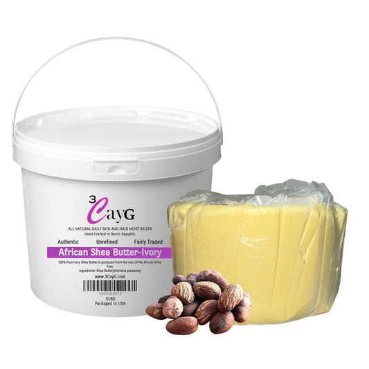 3CayG Raw Organic Ivory Shea Butter 5LB Pail Clean Ready to Use Bulk Shea Butter Raw African Shea Butter Great for Body Butters Soap Making Haircare Skincare DIY Beauty Products (5LB)