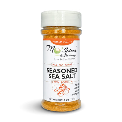 Mo'Spices & Seasonings - Seasoned Sea Salt, Low Sodium, All Purpose - 8 oz bottle