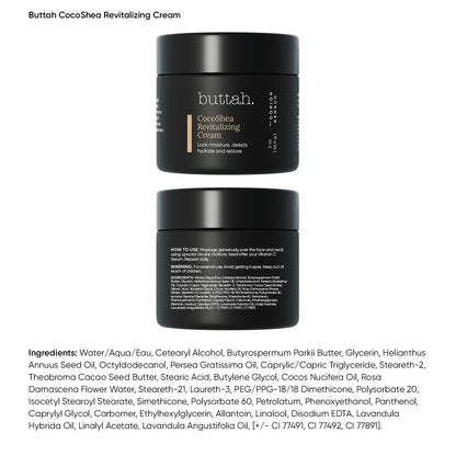 Buttah Skin CocoShea Revitalizing Cream 2oz - Natural & Organic African Shea & Cocoa Butter - Best Face Moisturizer for Dry Skin - Skin Protectant for Melanin Rich Skin - Black Owned Skincare