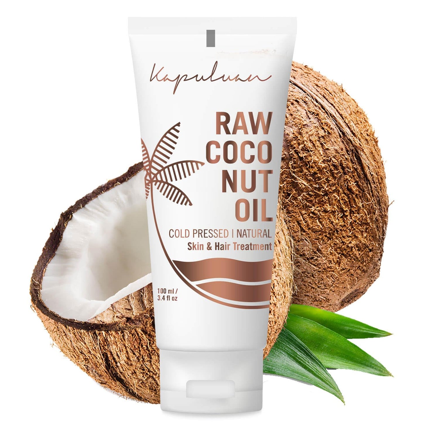 Kapuluan Pure Coconut Oil for Hair, Skin - Raw Extra Virgin Coconut Oil - Pure Unrefined Cold Pressed Oil with MCTs for Body Care or Haircare, Hair Growth, Aceite de Coco Natural, 100ml