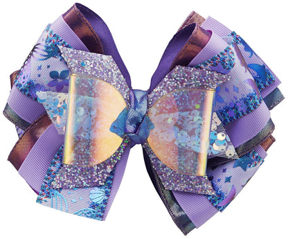 Lily Frilly Purple Glimmer Bow