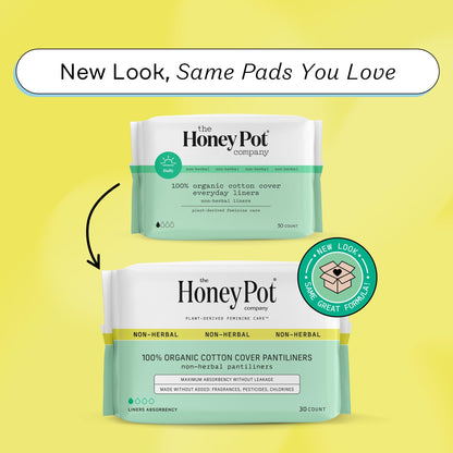 The Honey Pot Company - Panty Liners for Women - Non-Herbal Everyday Liners - Organic Cotton Cover & Ultra-Absorbent Pulp Core - Sanitary Pads for Women - Feminine Care - FSA & HSA Eligible - 30 ct
