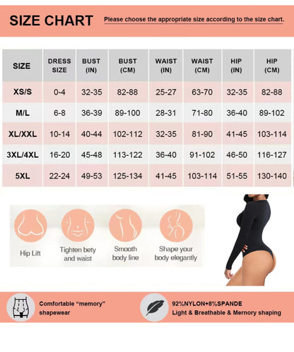 Soo slick Bodysuit for Women Fall Clothes for Women 2024 - Body Shaper Long Sleeve Crew Neck Thong Body Shaping Tops