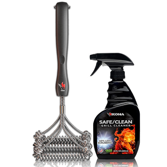 Coil Grill Brush & Grill Spray Cleaner - Safe/Clean Bristle-Free BBQ Grill Brush & Heavy-Duty, No-Drip Grill Spray, Eco-Friendly Degreaser (23 oz) - Perfect for Outdoor Grilling & Cleaning