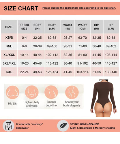 Soo slick Bodysuit for Women Fall Clothes for Women 2024 - Body Shaper Long Sleeve Crew Neck Thong Body Shaping Tops